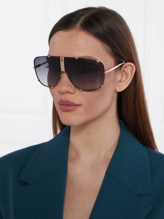 Philipp Plein SPP075M 0376 Aviator Sunglasses – Gold / Grey main image 10